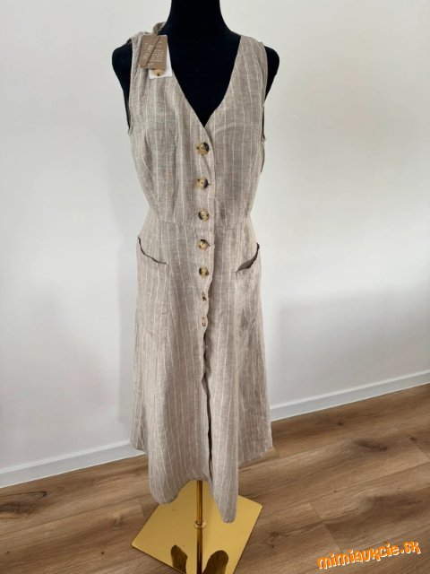 nové ľanové  prepínacie šaty s pásikmi Mango veľ. L/40