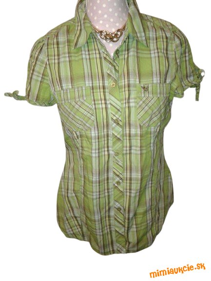 bledozelená blúzka Esprit s hnedým károm veľ. 40