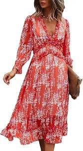 prekrásne červeno farebné šifonové šaty Shein