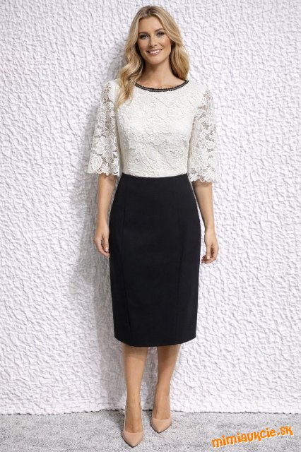 luxusné elegantné čierno biele šaty L af