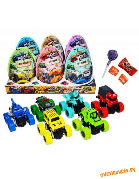 VELKA NOC*** (1 vajce 2,40 €) XXXL Off Road – plastové vajce, terénne auto a cukrovinka 25g/6ks