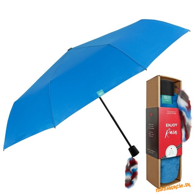 Skladací dáždnik s ozdobou Perletti LOVE / modrá, 26169