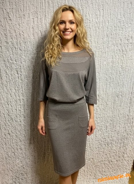 nádherné sivé melanžové denné šaty Ajso