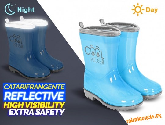 PERLETTI Detské reflexné gumáky COOL KIDS Blue, 15541|24/25
