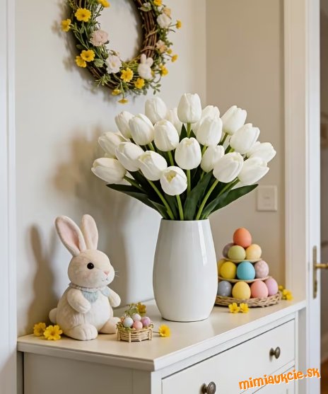 Až....9 ks....BIELYCH...TULIPANOV..výška...až...40cm..krásna jarná..Kytica.....)))