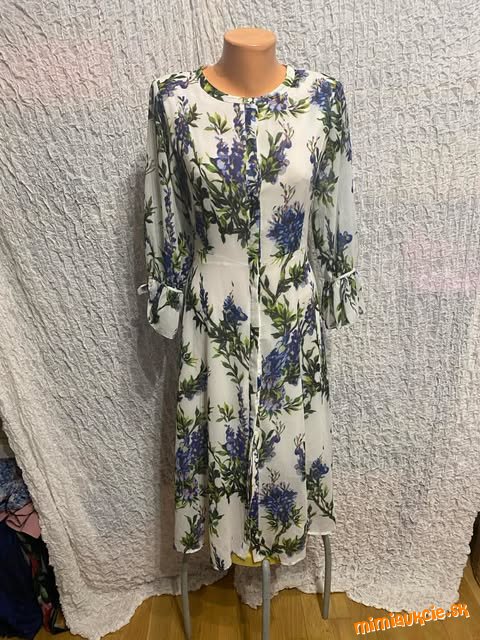 prekrásne bielo modro zelené kvetované šaty Taranko