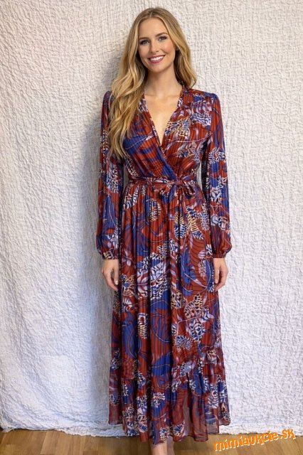 krásne burgundsko modré zavinovacie šaty Bellci dvojč. M/L