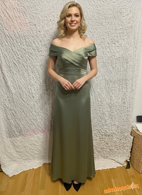 zelenkavé saténové dlhé šaty Shein