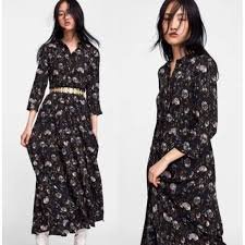 čierno farebné viskozové košeľové šaty Zara