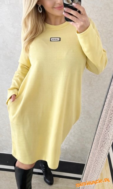 Dámske volne talianské šatičky pastel yellow