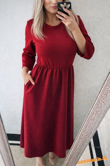 Damske dlhe talianske šaty dark red wine