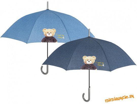 PERLETTI Automatický dáždnik DENIM TEDDY / svetlomodrý, 26204