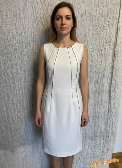 luxusné biele elastické šaty so zipsami Calvin Klein