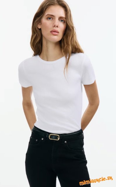H&M rebrované tričko vel.S..... biele.....
