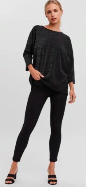 VERO MODA trblietavý čierny top vel.XS