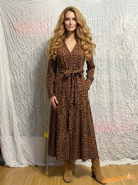 úžasné viskozové košeľové animal šaty h&m