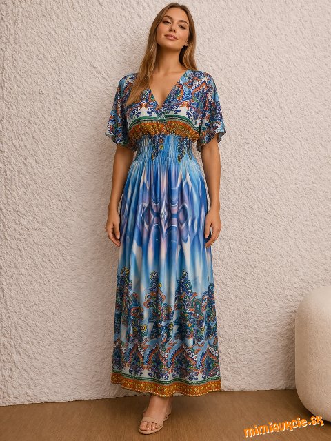 krásne dlhé modro farebné úpletové šaty Ainuosi dvojčíslo XL/xxLL