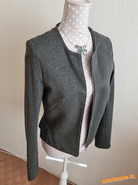 nové sivé sako  na zips Reserved veľ. 38 + čipkový top grátis
