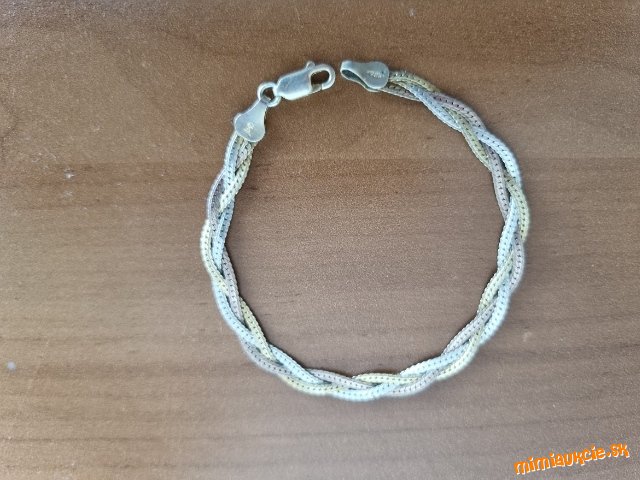trojfarebný strieborný náramok prepletaný 18 cm
