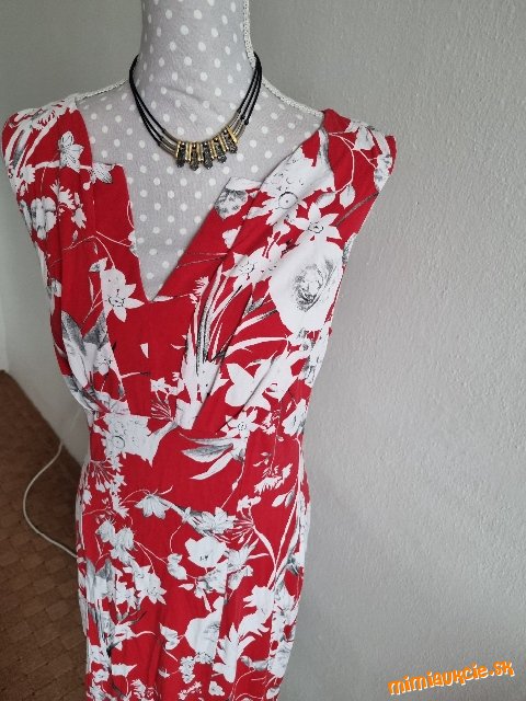 červeno-biele tričkovinové šaty CHantall veľ. 40