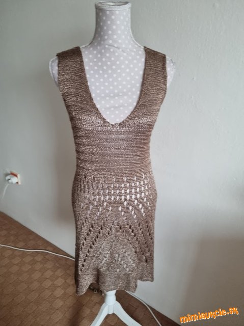 hnedé pletené šaty na plavky M