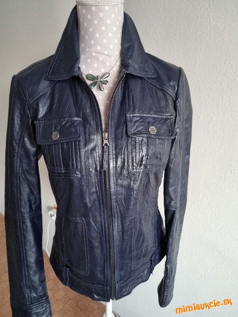 tmavomodrá( navy ) kožená bunda Tom Tailor veľ. 38