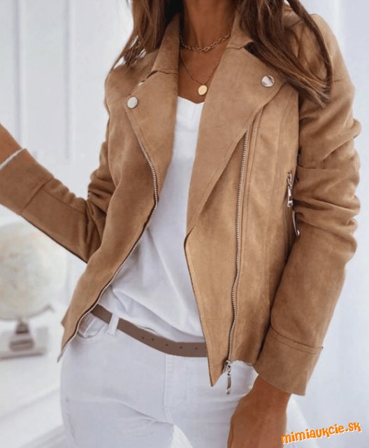 Dámska ležérna bunda s imitáciou semišu