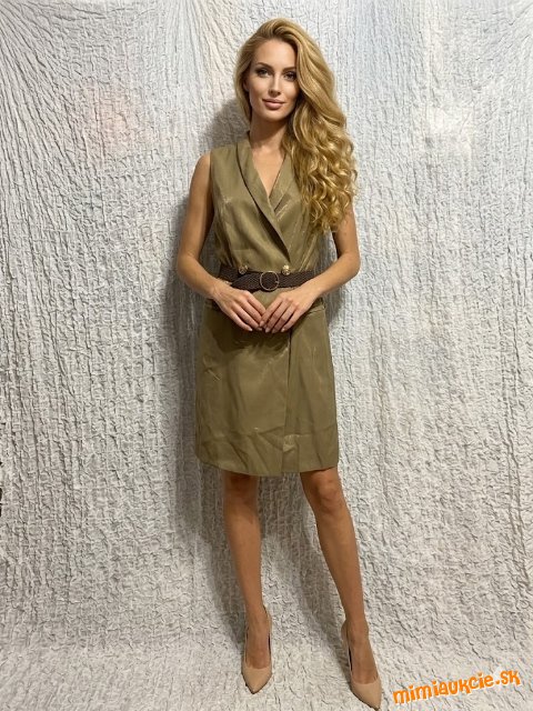 khaki prepínacie šaty s leskom Monnari