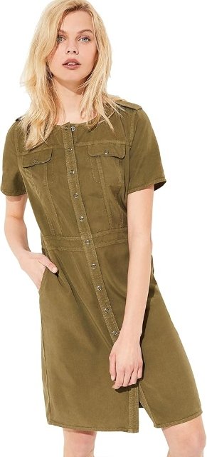 skvelé khaki lyocelové košeľové šaty Comma,