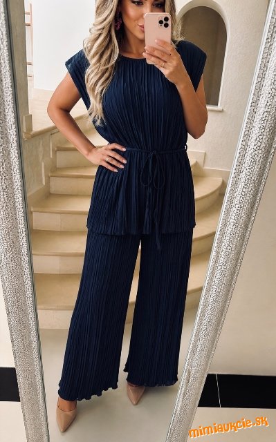 Damsky plisovany komplet deep navy