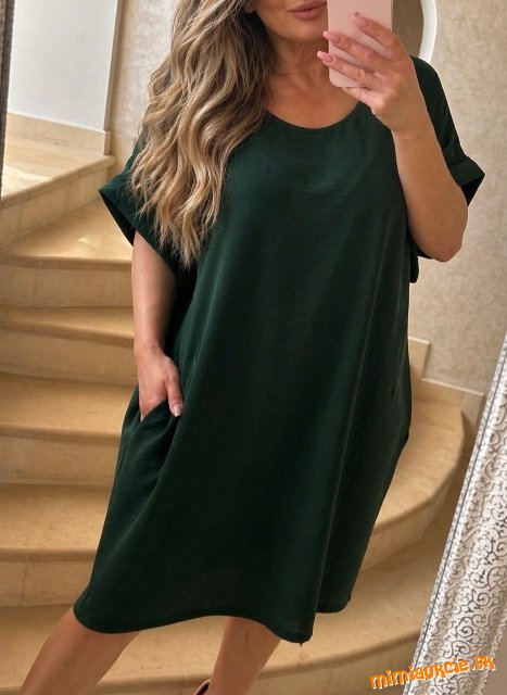 Damske tunikošaty s vreckami darkgreen