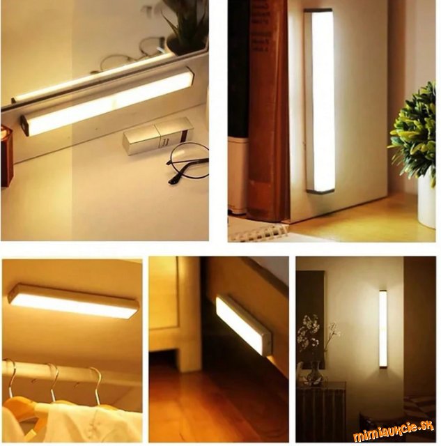 *** 2x LED  STUDENÁ BIELA SVETLO SO SENZOROM POHYBU * 30cm* USB NABÍJANIE***