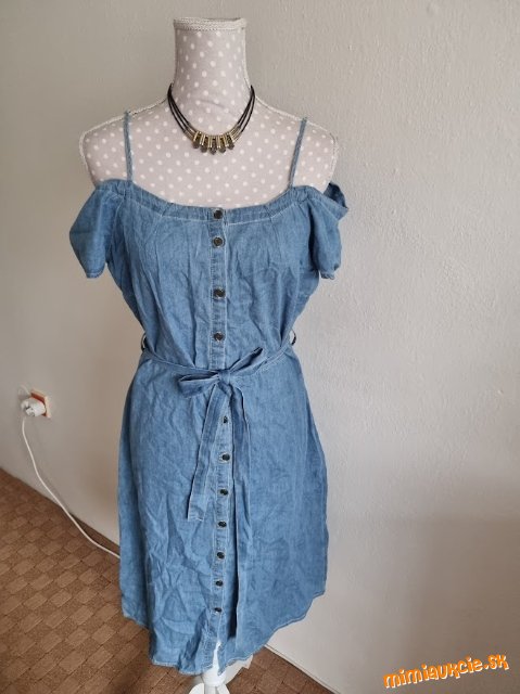 rifľové tenšie šaty cez ramená  Denim veľ. 40