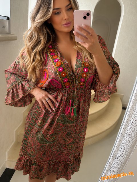 ✨ Hodvábne boho šaty z Indie ✨orange
