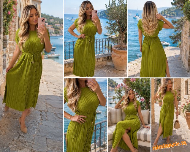 Dámske plisované šaty Grass Green