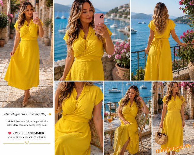 Dámske elegantné šaty Sunshine Yellow