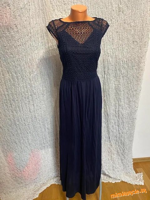 nádherné tmavomodré kombinované šaty H&m