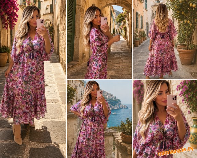 Indické maxi šaty Art Silk – Pink Paisley