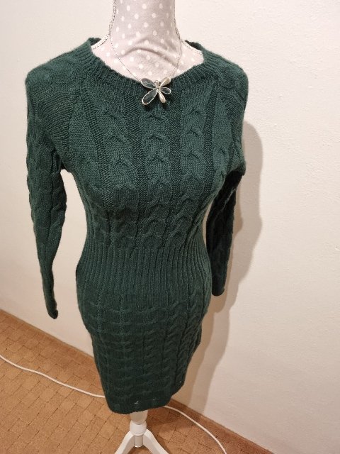 fľaškovozelené pletené šaty veľ. 36
