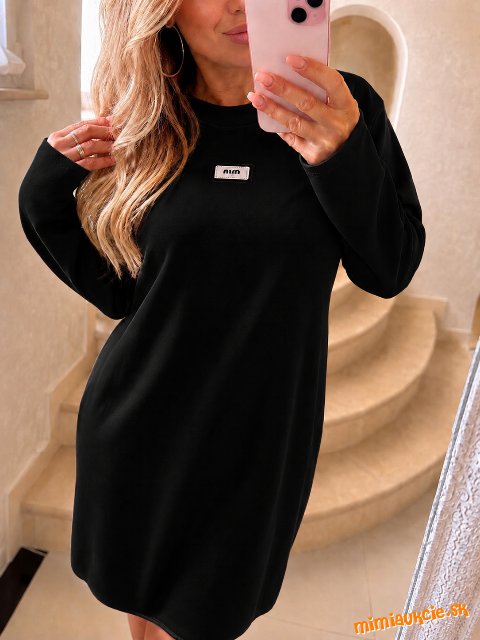 Dámske voľné mikinkové šaty black