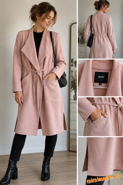 Elegantný púdrovo ružový trenčkot Object veľ. 38