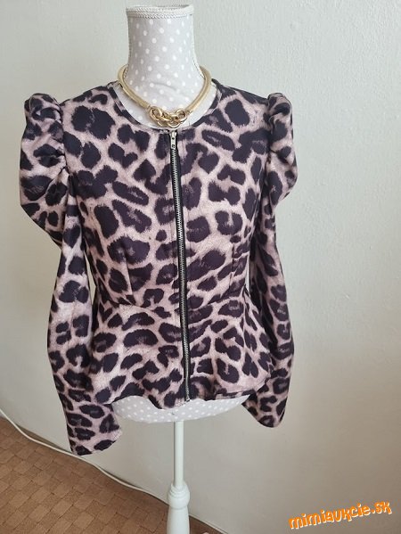 nové peplum  leo sako na zips s puf rukávmi ve. 38